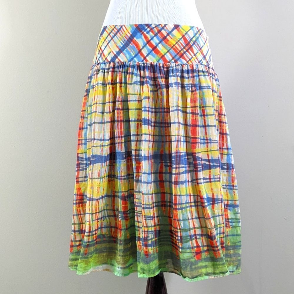 Zara cotton silk blend multicolor skirt size M